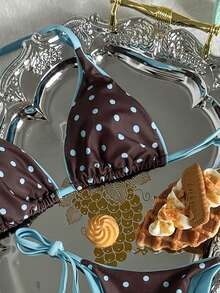 Swim Mod Women's Summer Beach Polka Dot Halter Tie Sexy Bikini And Triangle Briefs Swimsuit Set Bathing Suits For Women Polka Dot Bikini Sets For Women Women Swim Suit Set Zestiva Swimsuit Bikinis Set For Women Zebra Bikini Set Bikini Sets Polka Dot - Multicolor - View 7