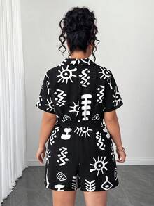 SHEIN Clasi 大码夏季休闲印花连体衣 - 彩色 - 查看 2