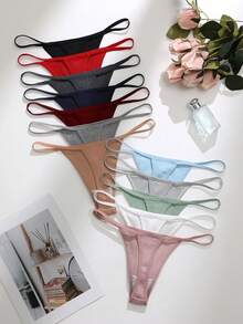 Snug Zone 12pcs Women's Ribbed Thong Panties - Multicolor - View 2