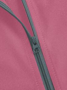 TaskEZ Women's Stand Collar Zipper Front Casual Daily Scrub Uniform Long Sleeve Jacket - Pink - View 4