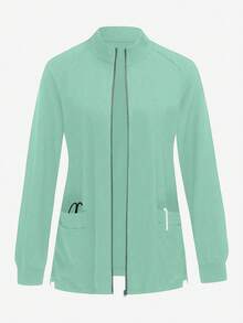 TaskEZ Chaqueta de uniforme de unicolor con múltiples bolsillos - Verde - Ver 1
