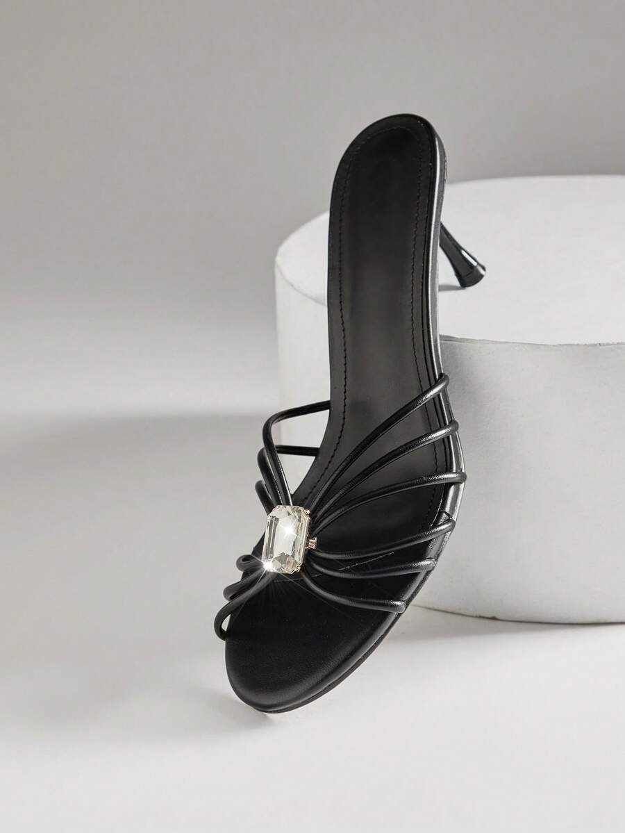 SHUZIA Giày sandal cao gót đế nhọn kiểu dáng thanh lịch dành cho nữ, kiểu dáng slip-on. - màu đen - Xem 1