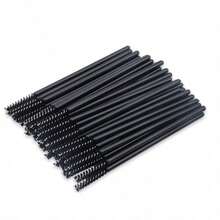 50支迷你睫毛膏刷，一次性固体螺旋睫毛膏卷翘器，细头刷，直头睫毛膏梳，女士化妆用眉刷 - 彩色 - 查看 6