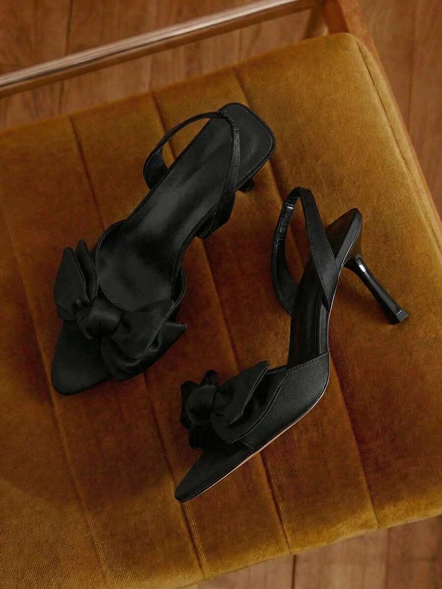 Eladyva Women's Creative Stylish Elegant Bowknot High Heel Sandals - Black - View 1