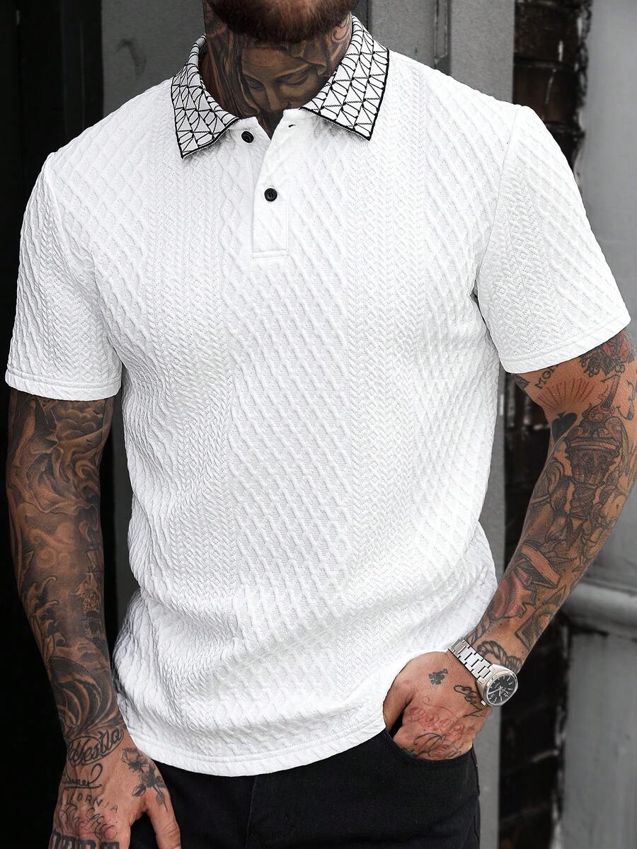 Manfinity CasualCool Áo polo nam tay ngắn cỡ lớn, kiểu dáng thường ngày, thích hợp cho mùa hè. - trắng - Xem 1