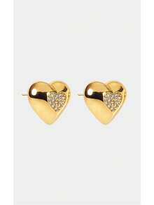 Noxbound A Pair Of Daily Small And Versatile Heart Earrings, Personalized And Niche Earrings And Earrings,18K Gold-Plated,Minimalist/Vintage/Elegant,For Mom/Women/Girl/Mother,Summer/Beach/Prom/Part/Vacation/Travel,BOHEMIAN/Modern/Chic,Daily Wear/Work Day,Heart - Gold - View 3