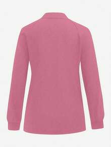 TaskEZ Women's Stand Collar Zipper Front Casual Daily Scrub Uniform Long Sleeve Jacket - Pink - View 2