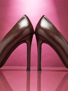 SHUZIA Women's Elegant Chic Sexy Pointy Toe Gold Stiletto Pumps - Burgundy - View 7