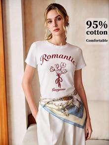 Unisex Cotton Crew Neck T-Shirt, Chic Graphic Short Sleeve Top, Soft Breathable Casual Summer Tee For Men And Women - Blanc 2 - View 5