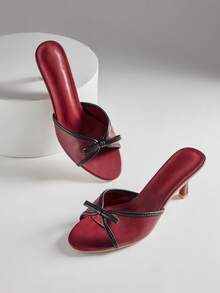 SHUZIA Sandal nữ thanh lịch với dây buộc nơ và gót nhọn kiểu slip-on. - Đỏ - Xem 6