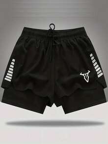 Gym Rark Quần short thể thao hai lớp có sọc phản quang dành cho nam - màu đen - Xem 1