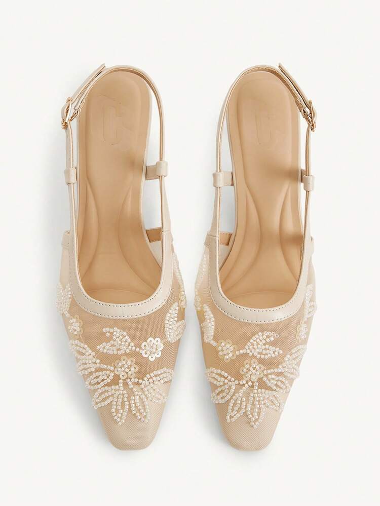 CUCCOO CHICEST New Embroidered Mesh Beaded Square Toe Mid-Heel Black Fashion Elegant Party Ankle Strap Pumps For Women Wedding Shoes Summer Shoes Bride Shoes