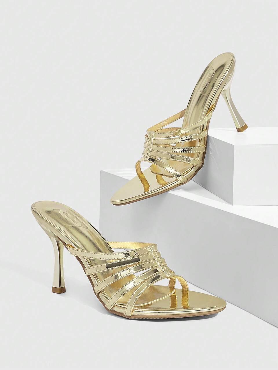 CUCCOO SZL Women Shoes Spring And Summer New Gold Pointed Stiletto Multi-Strip Women's High Heel Sandals Fashion Comfortable Versatile Sexy Party Women's Sandals Slippers Prom Heels Summer Shoes
