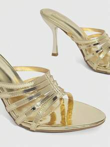CUCCOO SZL Women Shoes Spring And Summer New Gold Pointed Stiletto Multi-Strip Women's High Heel Sandals Fashion Comfortable Versatile Sexy Party Women's Sandals Slippers Prom Heels Summer Shoes - Light gold - View 6