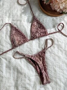 Swim Mod 2026 Spring/Summer Leopard Print Bikini Two Pieces Swimsuit - Multicolor - View 2