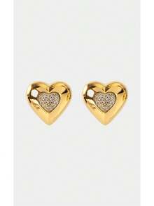 Noxbound A Pair Of Daily Small And Versatile Heart Earrings, Personalized And Niche Earrings And Earrings,18K Gold-Plated,Minimalist/Vintage/Elegant,For Mom/Women/Girl/Mother,Summer/Beach/Prom/Part/Vacation/Travel,BOHEMIAN/Modern/Chic,Daily Wear/Work Day,Heart - Gold - View 1