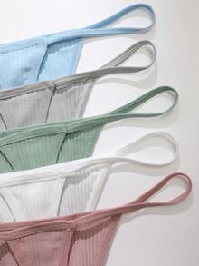 Snug Zone 12pcs Women's Ribbed Thong Panties - Multicolor - View 4