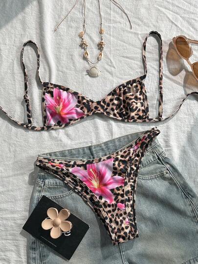 Swim Vcay Bộ bikini đi biển mùa xuân/hè gồm áo bơi không gọng cổ yếm và quần bơi ngắn dành cho nữ, thích hợp cho kỳ nghỉ.