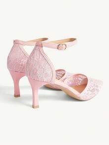 CUCCOO CHICEST Giày cao gót mũi nhọn nữ, cao vừa phải, màu hồng, buộc dây, quai ngang mắt cá chân, kiểu dáng khoét lỗ, thời trang, thanh lịch, gợi cảm, thích hợp cho tiệc cưới. - Hồng - Xem 10