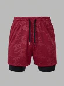 Gym Rark Men's Drawstring Waist Double Layer Sports Shorts, Gym - Black - View 7