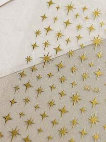 1 Pieza Pegatinas de Uñas Doradas, Decoración de Arte de Uñas 3D Estrella Cruz Y2K, Encantos de Uñas de Metal con Estampado de Lámina Dorada Calcomanías Autoadhesivas para Uñas Acrílicas DIY Regalo - Dorado - Ver 7
