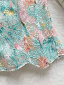 Soleia 欧美青春度假性感前卫露肩蕾丝双层修身束身胸衣上衣，INS粉色甜美浪漫花卉镂空刺绣塑身衣，女士夜间外出上衣，婚礼宾客礼服女士秋季女装 - 綠色 - 查看 3