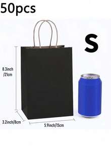 50个黑色牛皮纸袋，礼品袋、购物袋、食品袋、外卖袋，适用于生日、婚礼、派对礼物、烘焙和零食包装，可手绘DIY，适合派对、节日、家庭聚会等场合。 - 黑色牛皮紙 - 查看 11