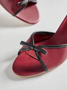 SHUZIA Sandal nữ thanh lịch với dây buộc nơ và gót nhọn kiểu slip-on. - Đỏ - Xem 5