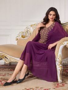 CUCCOO TILAWA 女士尖头低跟粗跟黑色全钻时尚华丽宴会派对女士平底鞋后跟带袢带平底鞋女鞋 - 黑色 - 查看 10