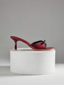 SHUZIA Sandal nữ thanh lịch với dây buộc nơ và gót nhọn kiểu slip-on. - Đỏ - Xem 7