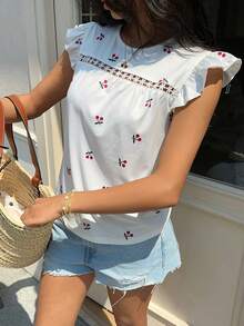 SHEIN Frenchy 樱桃印花短袖圆领夏季T恤 - 彩色 - 查看 9