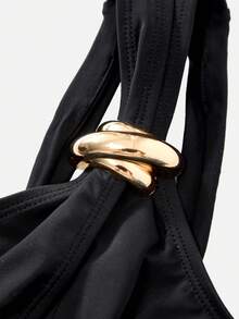 Swim Vcay Traje de baño de una pieza con diseño calado para vacaciones de verano de mujer - Negro - Ver 5