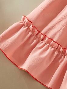 女童（小号）休闲中长连衣裙，后背饰有可爱蝴蝶结。 - 粉色 - 查看 7