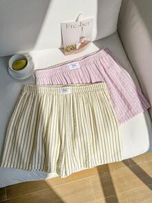 Comfortcana Colorful Striped Casual Vacation Plus Size Shorts Set, Spring/Summer Skorts For Women Set - Multicolor - View 4
