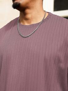 Manfinity Homme Plus Size Men's Crew Neck Short Sleeve Ribbed Loose T-Shirt Set - Pink - View 5