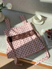 Comfortcana 2026春夏新款时尚女装浅粉色撞色蕾丝波点印花无袖上衣，适合夏季、圣诞节、新年及各种场合，也可作为派对、海滩、休闲度假波点衬衫穿着。 - 淺粉色 - 查看 6