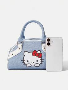 HELLO KITTY AND FRIENDS | SHEIN 1件女士时尚甜美可爱百搭街头学院风Y2K复古卡通图案印花手提包，波士顿包，适合日常购物送礼 - 藍色 - 查看 4
