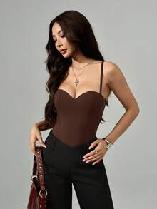 SHEIN PETITE Quần tất ren màu đen gợi cảm kiểu cổ điển dành cho nữ, thích hợp dự tiệc và đi chơi. - Cà phê nâu - Xem 6