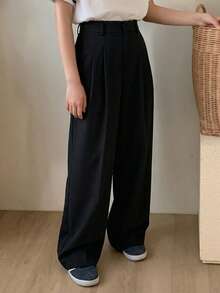 DAZY Tween Girls Solid Color Woven Wide Leg Pants, Fall - Black - View 6