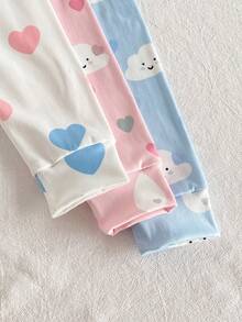 Genkimix Kids 6件套女童短袖修身云朵爱心印花睡衣套装，3套单独出售 - 彩色 - 查看 9