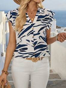 EMERY ROSE 女士休闲简约印花衬衫，适合夏季穿着 - 彩色 - 查看 6