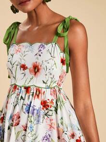 Travachic Women's Floral Print Embroidered Romantic Tie Waist Dress,Afternoon Tea,Elegant Dresses For Women,Beach Cruise Vacation, City Road Trip Vacation, Boho Vacation, Music Festival, Beachwear, Easter, Beach For Woman, Vacation Women, Concert Women, Tropical Vacation Woman, Holiday, Bohemian,Tropical Vacation, Bohemian Outfits, Ibiza Outfits, Western Style,Summer Dresses For Women - Multicolor - View 1