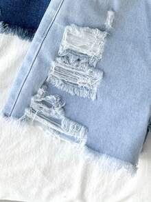SHEIN Bộ đồ hai mảnh cho bé gái tuổi teen, màu trơn, phong cách boho, quần short denim rách ống rộng màu xanh nhạt và đậm với túi xéo, thích hợp cho kỳ nghỉ hè, hòa nhạc, lễ hội âm nhạc, phù hợp cho những buổi tối thư giãn, đi học, đại học, trang phục mùa hè, thích hợp cho phong cách boho mùa xuân và hè, mùa vintage/bãi biển/biển/lễ tốt nghiệp thanh lịch, bộ jumpsuit thường ngày, kỳ nghỉ hè, trang phục mùa xuân, bãi biển, kỳ nghỉ, ngày lễ tình nhân, kỳ nghỉ hè, kỳ nghỉ biển, lễ tốt nghiệp. - Nhiều màu - Xem 4