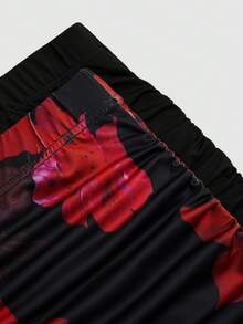 Sweetra French Elegant Floral Print Pencil Skirt, Suitable For Commuting, Party And Vacation Fall - Black - View 14