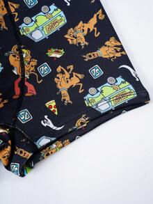 SCOOBY-DOO X SHEIN 1pc Tween Boy Cartoon Print Boxer Briefs - Black - View 3