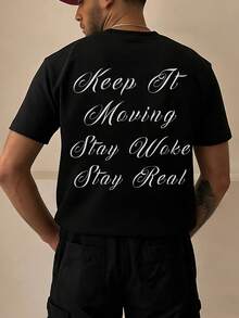 Manfinity Hypemode Áo thun nam tay ngắn in chữ, dáng croptop - màu đen - Xem 6