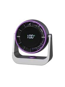 Teckwe 桌面无叶风扇，2000mAh + 2000mAh 总容量 4000mAh，USB 充电，多功能桌面风扇，100 档风速调节，静音涡轮风扇，空气冷却器，带液晶显示屏。（本产品不含充电线。） - 多色 - 查看 9