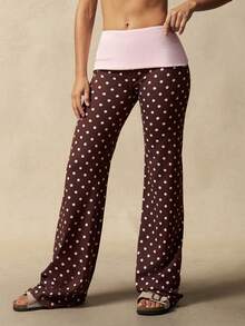 VARSITIE Women's Contrast Color Polka Dot Print Sports Pants - Multicolor - View 7