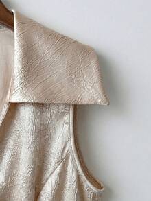 GlowEve CURVE Plus Size Elegant Lapel Sleeveless Button-Up Shirt - Apricot - View 4