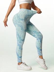 Dewbera Quần legging thể thao co giãn cao, không đường may, thích hợp cho yoga, khiêu vũ. - Màu xanh lam - Xem 5